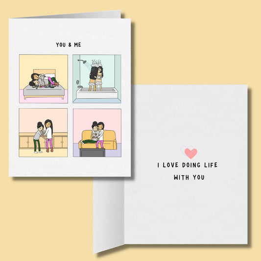I Love Doing Life With You LGBTQ Greeting Card | Lesbian Anniversary Card