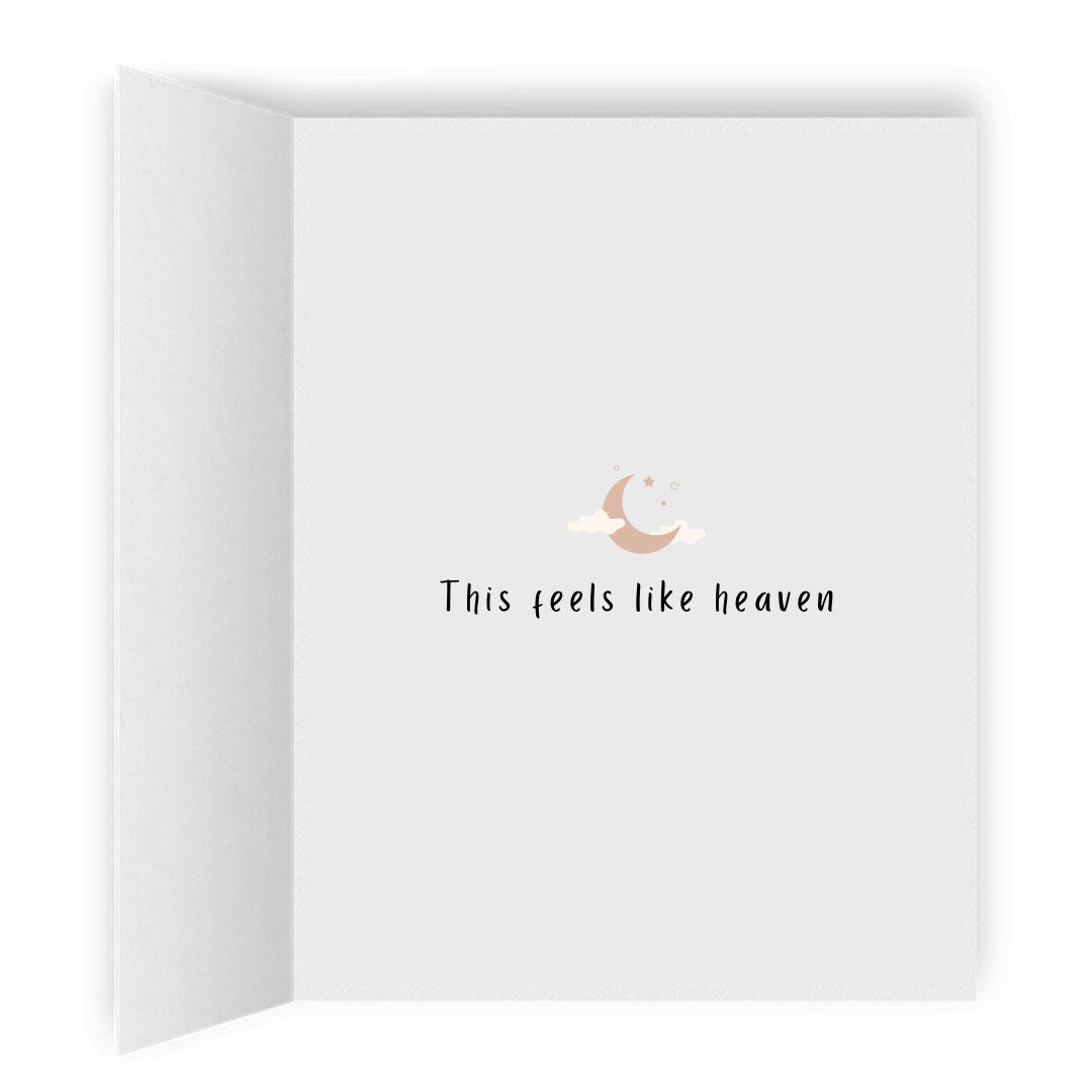 This Feels Like Heaven, Romantic Lesbian Greeting Card, Cute LGBTQ Anniversary Gift, Sapphic WLW Female Love Greeting Cards, Cuddling Couple