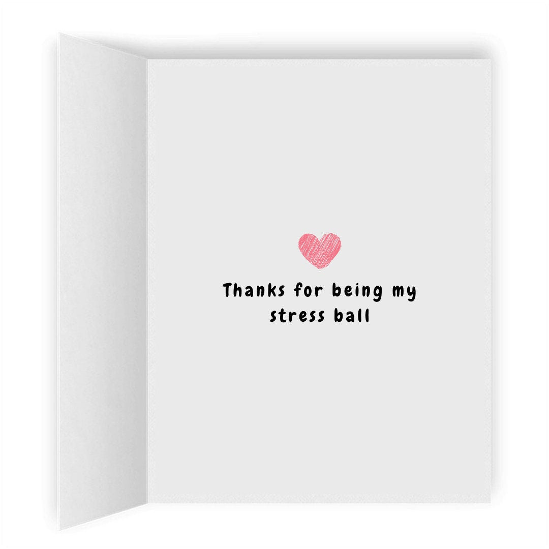 Thanks For Being My Stress Ball, Funny Romantic Lesbian Greeting Card, LGBTQ Anniversary Gifts, Sapphic WLW Female Cards, Couple's Massage