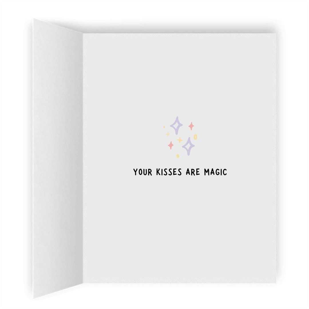 Your Kisses are Magic, Romantic Lesbian Christmas, Cute LGBT Holiday Gift, WLW Cuddling Sapphic Xmas Greeting Card, Gay Lesbian Couple Card
