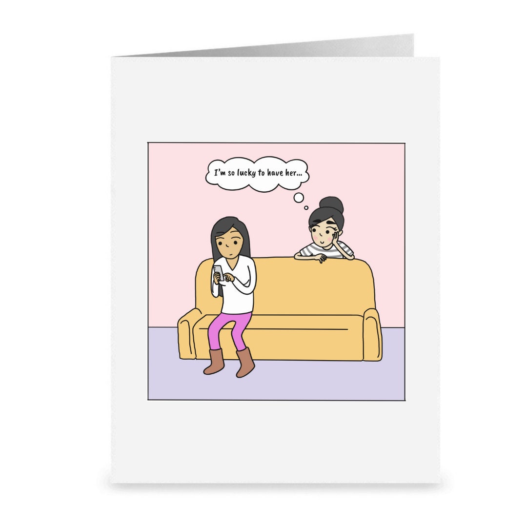 I'm So Lucky to Have You, Romantic Lesbian Card, Cute LGBT Holiday Gifts, WLW Sapphic Xmas Anniversary Birthday Card, Gay Lesbian Couple