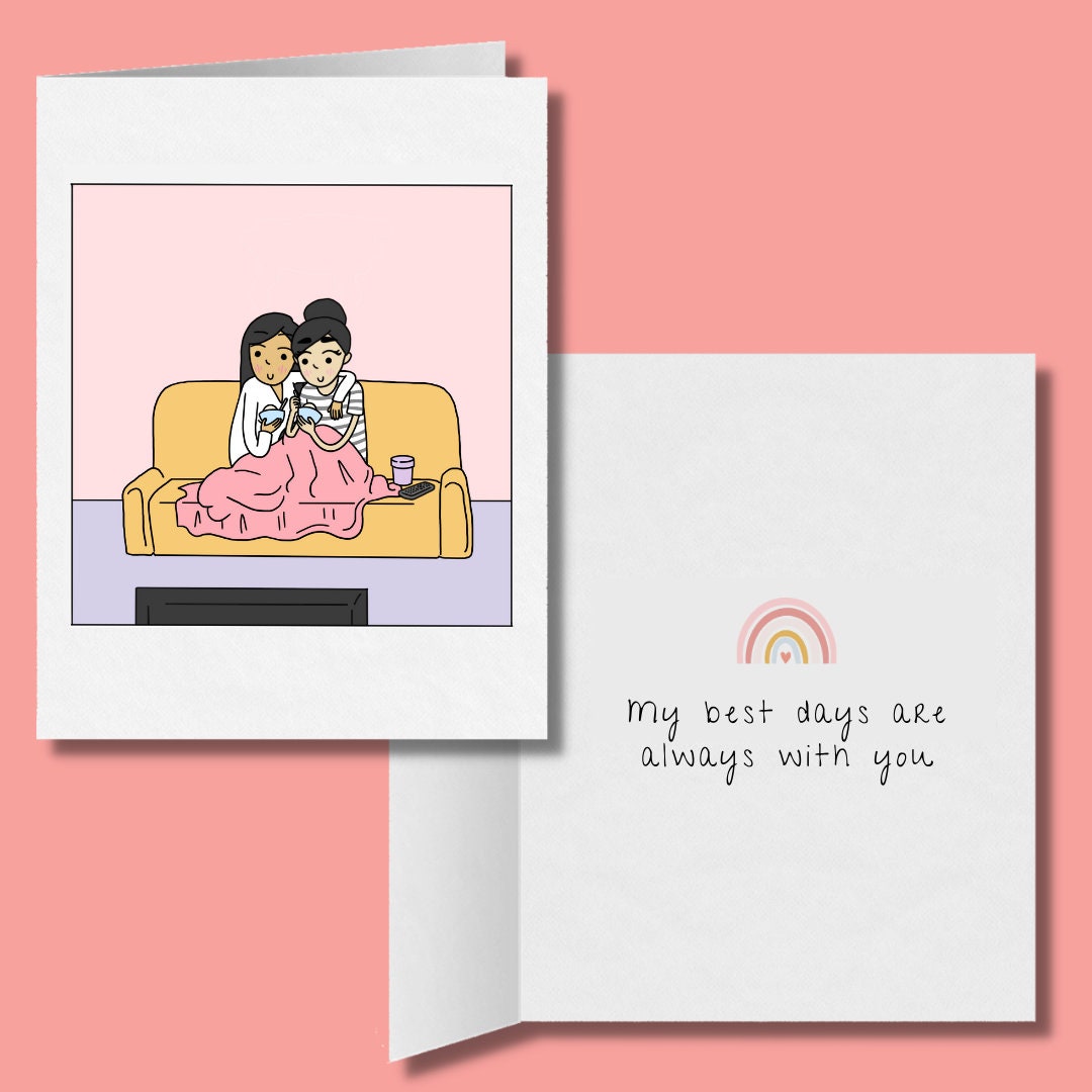 My Best Days Are Always With You, Romantic Lesbian Anniversary Greeting Card, LGBTQ Valentine's Holiday Gift, Sapphic WLW Love Greeting Card