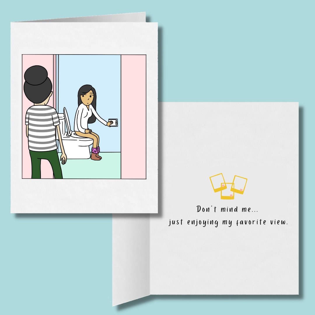 Don't Mind Me Enjoying My Favorite View, Funny Lesbian Greeting Card, Cute LGBTQ Anniversary Gift, Sapphic WLW Female Love Greeting Cards