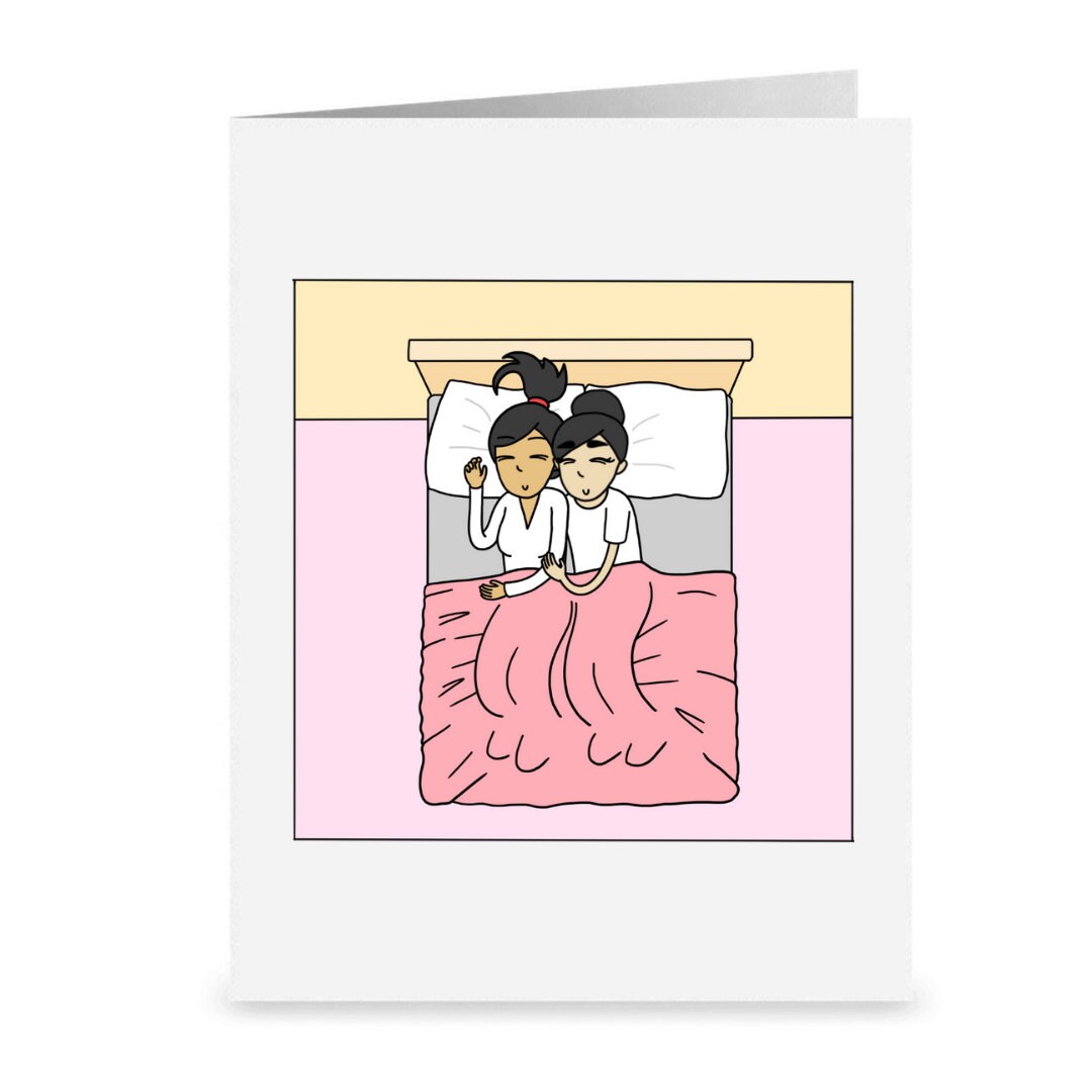 This Feels Like Heaven, Romantic Lesbian Greeting Card, Cute LGBTQ Anniversary Gift, Sapphic WLW Female Love Greeting Cards, Cuddling Couple