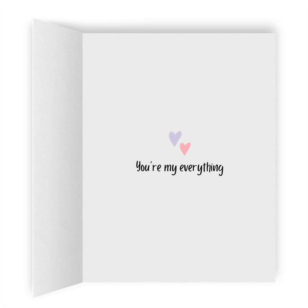 You're My Everything, Funny Romantic Lesbian Greeting Card, LGBTQ Anniversary Gifts, Sapphic WLW Female Cards, Gay Lesbian Couple Cuddling