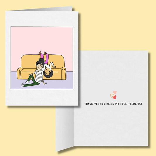 Thank You For Being My Free Therapist, Funny Lesbian Greeting Card, LGBTQ Anniversary Gifts, Sapphic WLW Female Cards, Gay Lesbian Couple