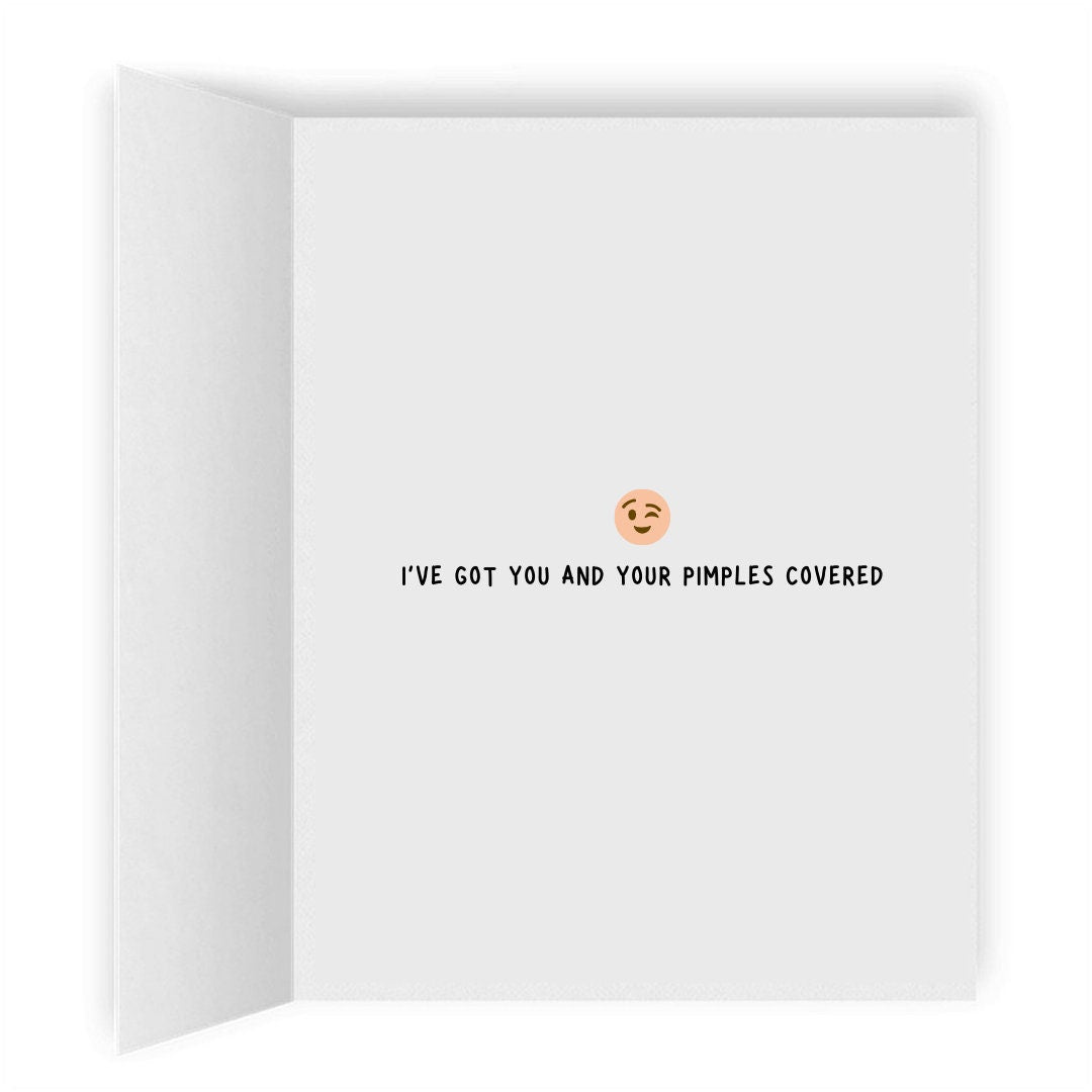 I've Got You and Your Pimples Covered, Cute Funny Lesbian Greeting Card, LGBT Anniversary Gifts, Sapphic WLW Female Card, Gay Lesbian Couple
