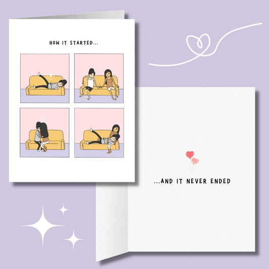 How It Started Romantic Lesbian Card, Cute LGBTQ Gifts, WLW Sapphic Anniversary Birthday Valentine's Day Greeting Card, Gay Lesbian Couple