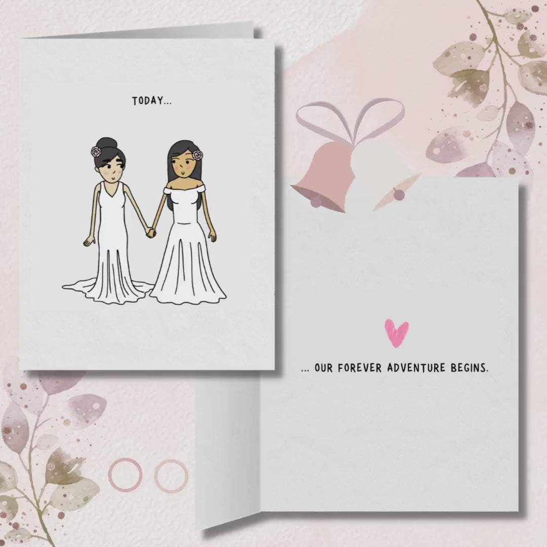 Today Our Forever Adventure Begins | Lesbian Wedding Engagement Greeting Card | Sapphic WLW Relationship | Gay Romantic LGBTQ Gifts & Cards