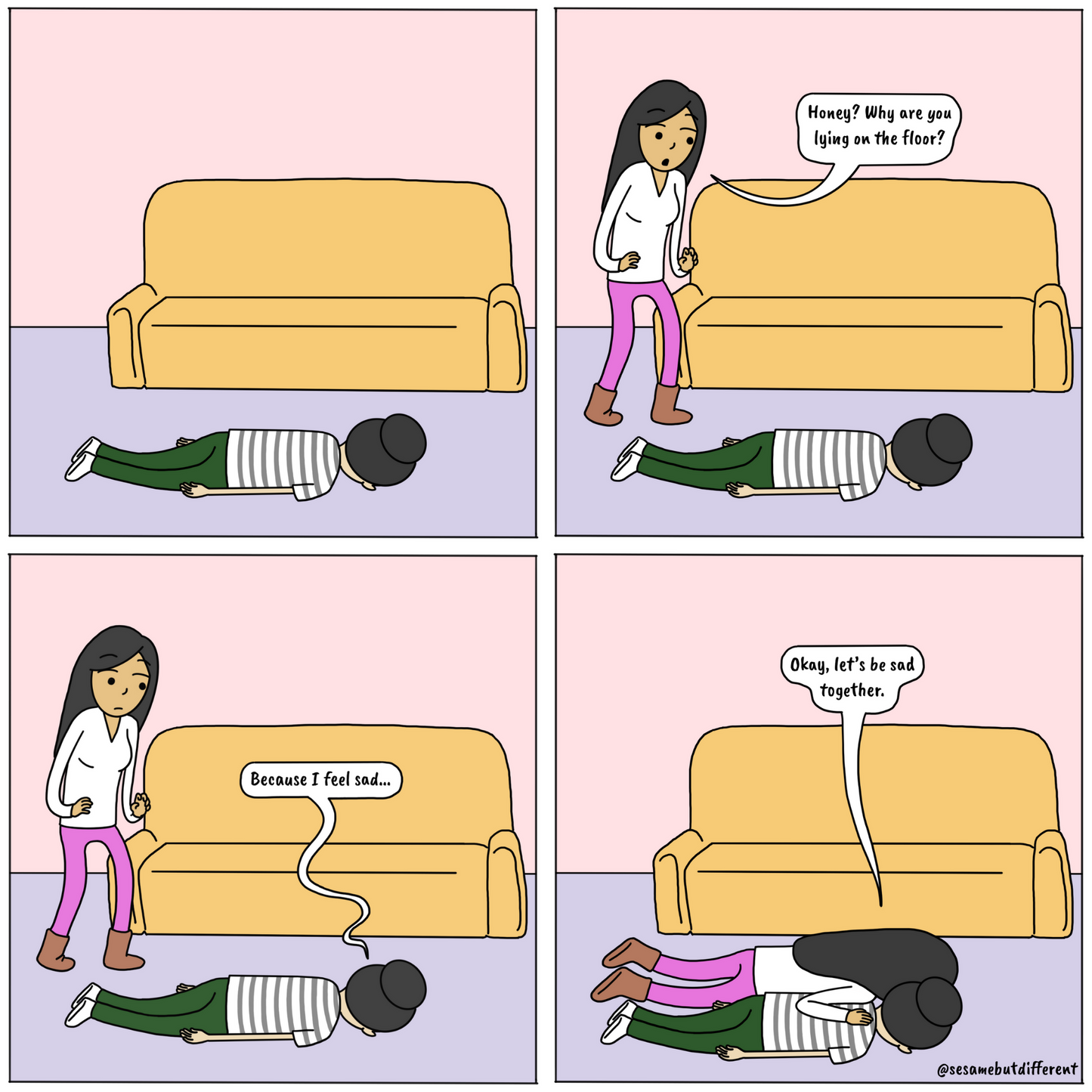 I Got You, Babe | Cute Lesbian Relationship | Anniversary Gifts | Lesbian LGBTQ Comic Print (10" x 10") | Full Color | Sesame But Different