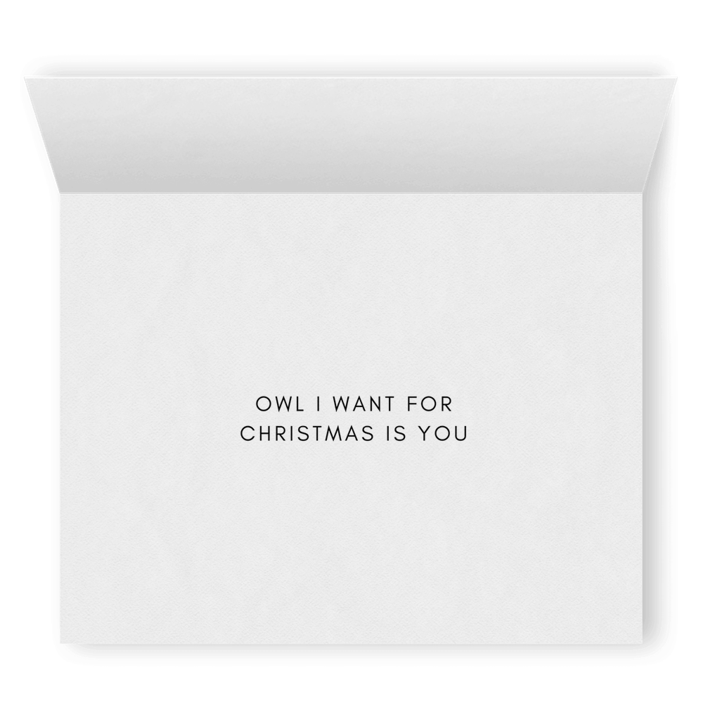 Owl I Want for Christmas is You | Cute Punny Christmas Card | Lesbian Holiday & Christmas Greeting Cards
