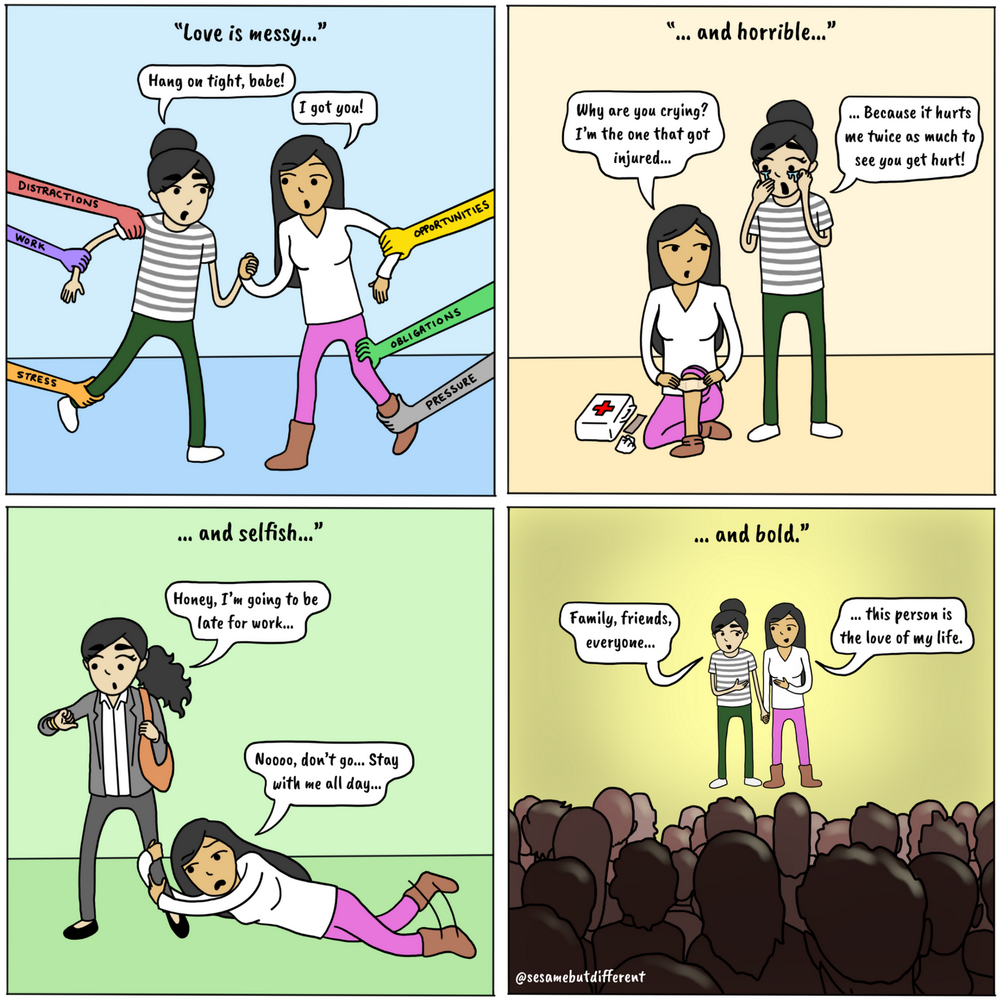 Love is Messy | The Half of It | Lesbian LGBTQ Comic Print (10" x 10") | Full Color | Sesame But Different