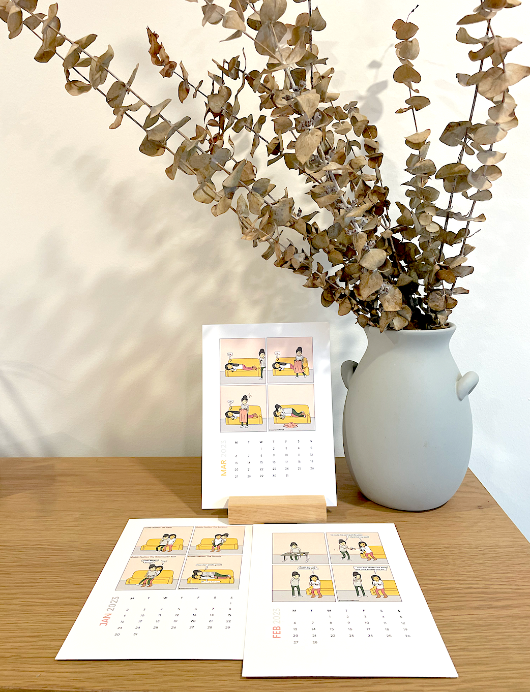 Modern Lesbian LGBTQ Desk Calendar | 2025 Minimalist Calendar Organizer with Wooden Holder