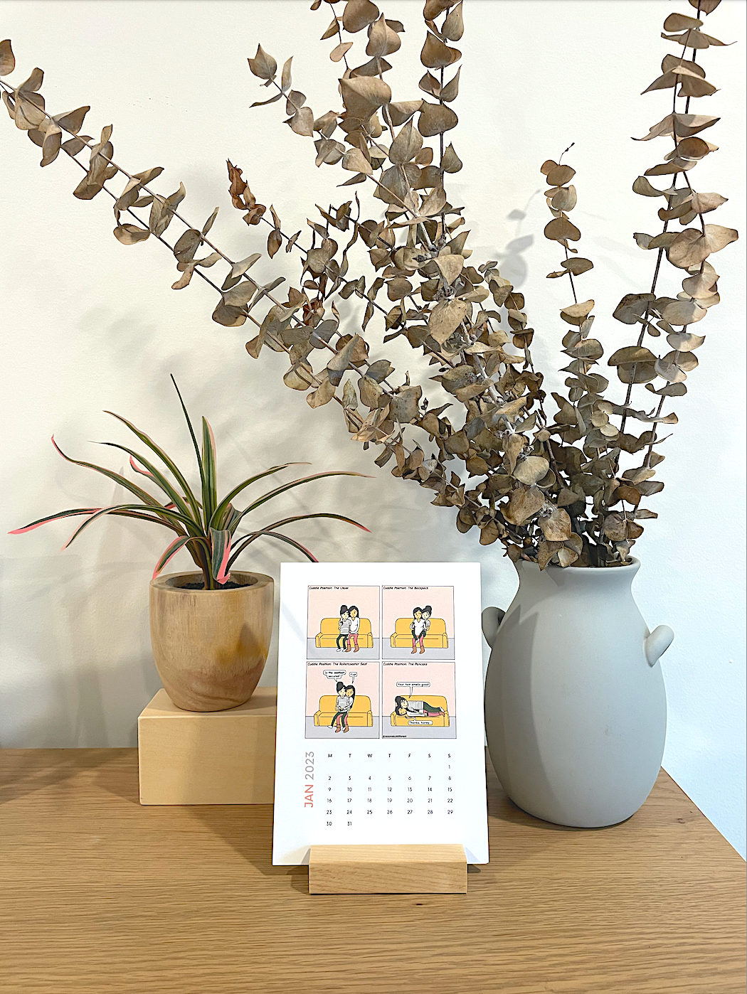 Modern Lesbian LGBTQ Desk Calendar | 2025 Minimalist Calendar Organizer with Wooden Holder