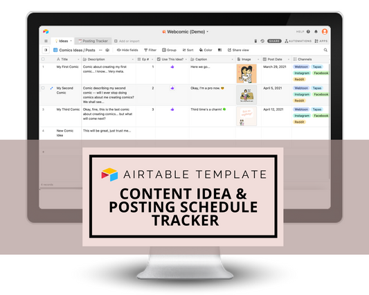 Beautiful Content Idea & Posting Schedule Tracker | Airtable Template Content Management | Digital Download Link and Instructions