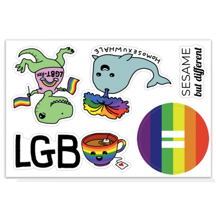 Punny LGBTQ Equality Rainbow Vinyl Sticker Sheet