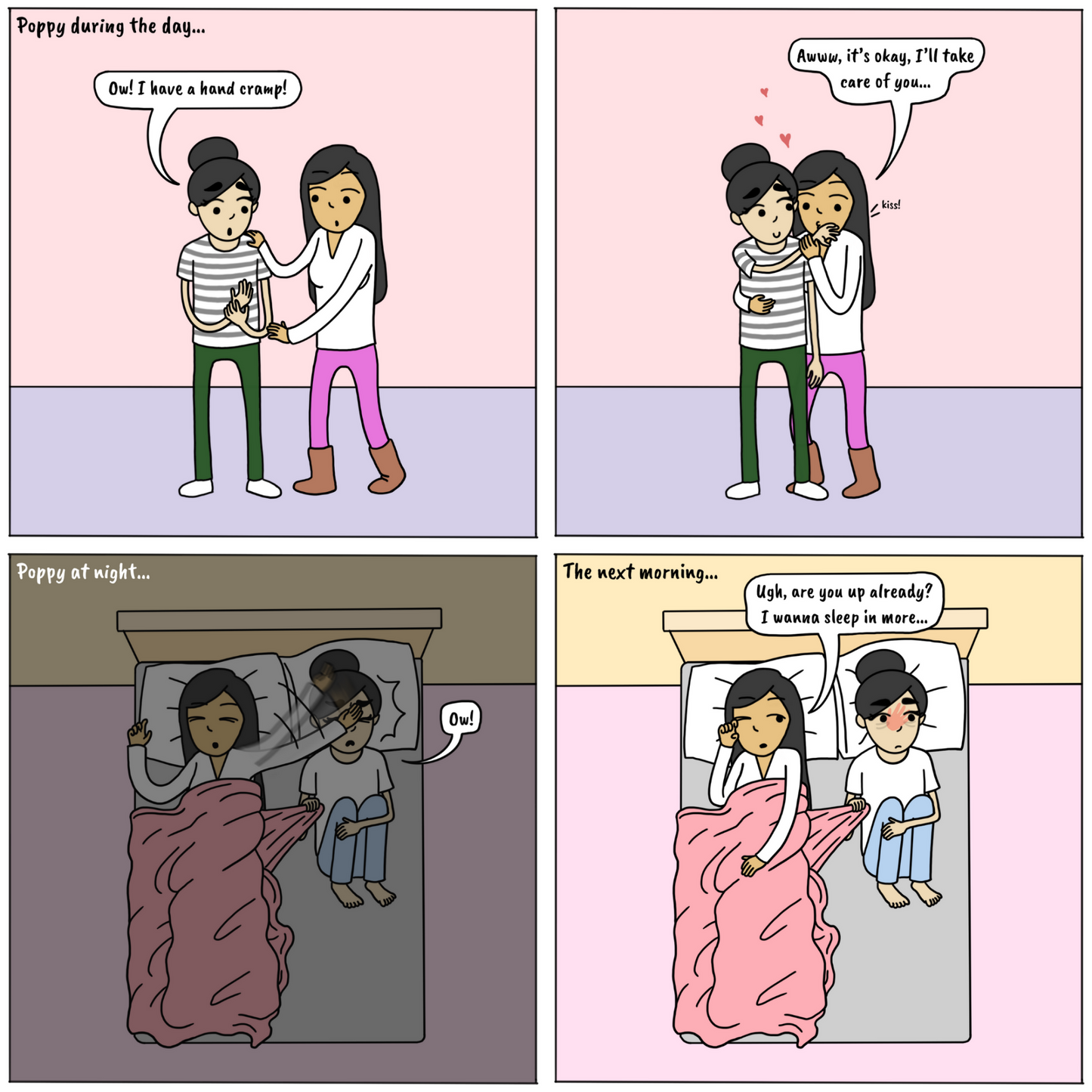 Like Day and Night | Cute Lesbian Relationship Gifts | Lesbian LGBTQ Couple Comic Print (10" x 10") | Full Color | Sesame But Different