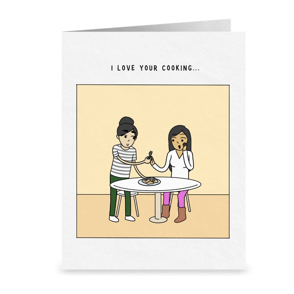 I Love Your Cooking but I Enjoy Eating You More | Funny Lesbian Card | Cute LGBTQ Anniversary or Valentine's Day Gift | Sapphic WLW Humor