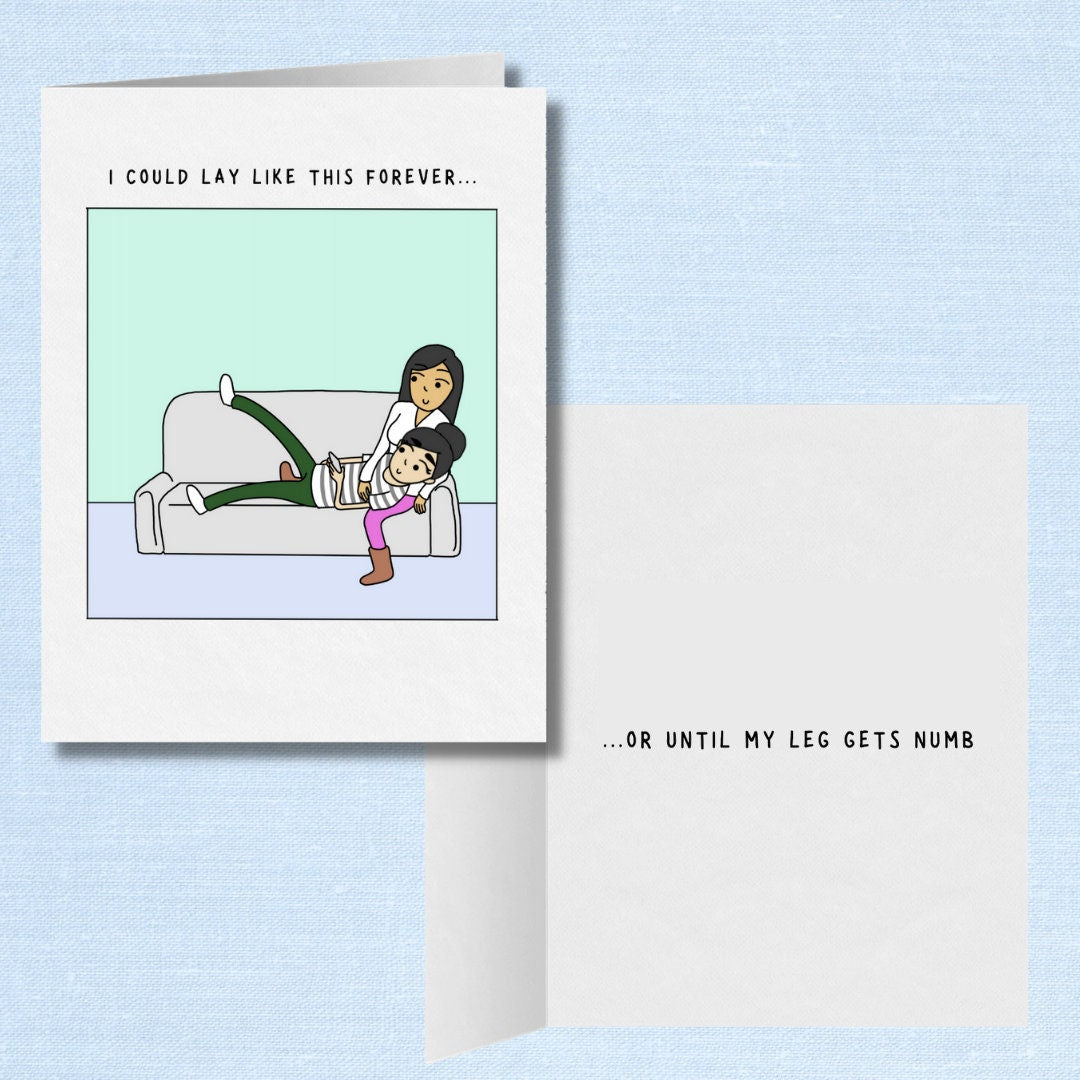I Could Lay Like This Forever | Romantic Lesbian Valentine's Day Card | Cute LGBTQ Anniversary Gifts | Funny Sapphic WLW Love Greeting Card
