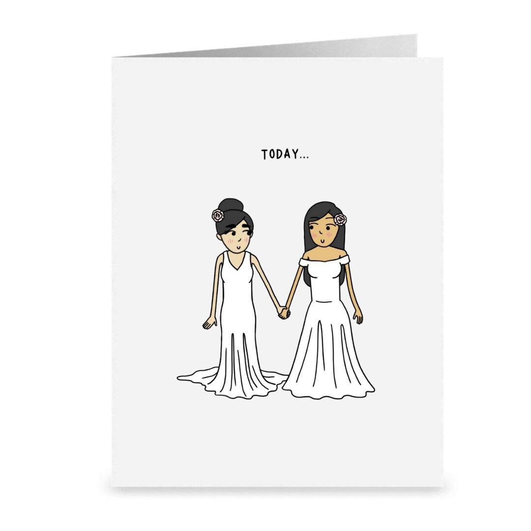 Today Our Forever Adventure Begins | Lesbian Wedding Engagement Greeting Card | Sapphic WLW Relationship | Gay Romantic LGBTQ Gifts & Cards