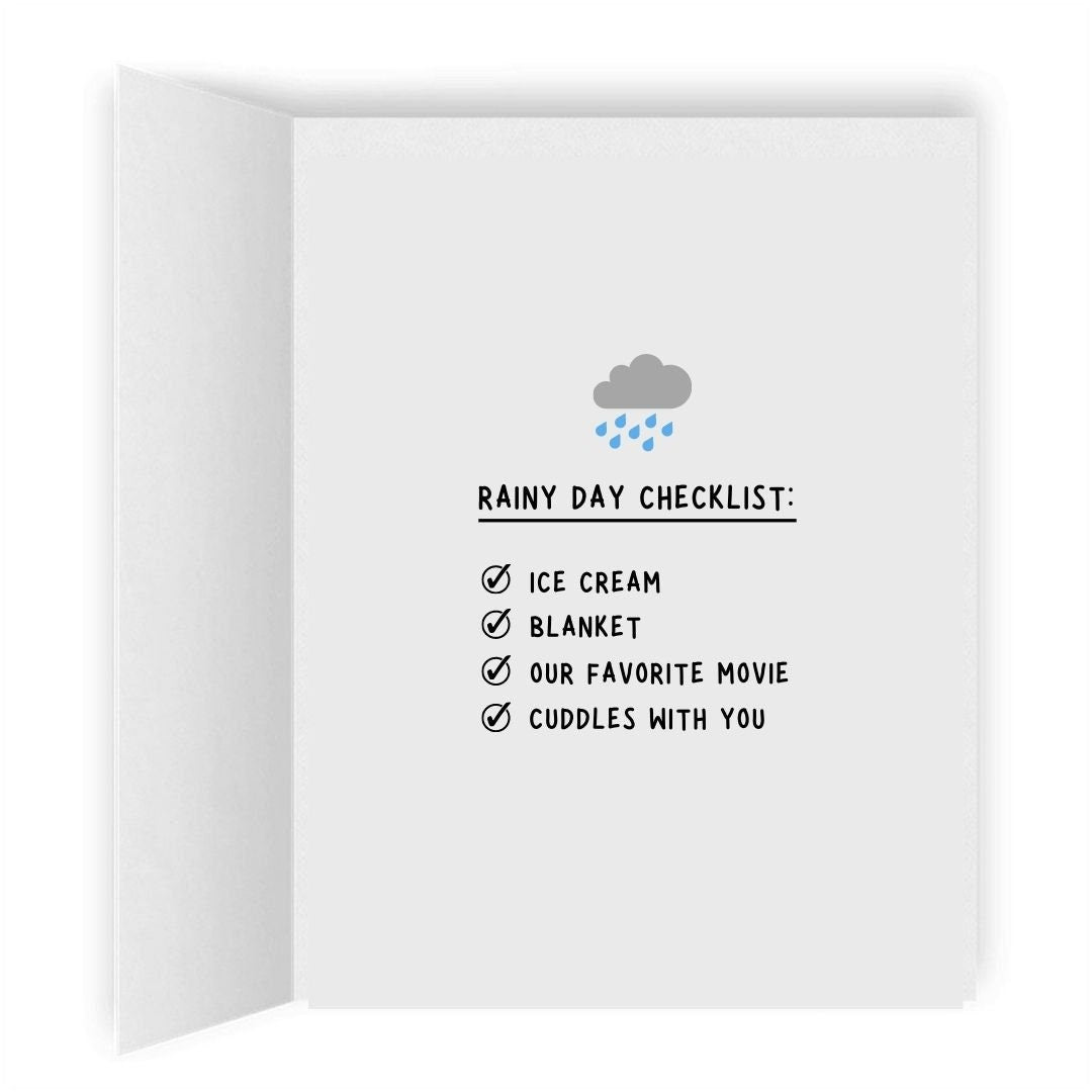 Rainy Day Checklist | Cute Romantic Lesbian Card | LGBTQ Everyday Anniversary Gift | WLW Humor | Sapphic Love Fall Season Greeting Cards