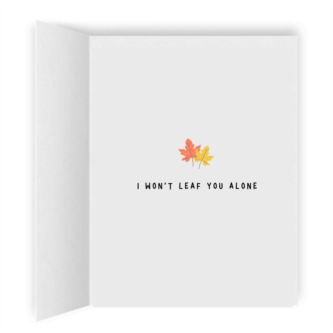 I Won't Leaf You Alone | Cute Romantic Lesbian Card | LGBTQ Anniversary Gift | WLW Sapphic Love Fall Autumn Greeting Cards | Seasonal Cards