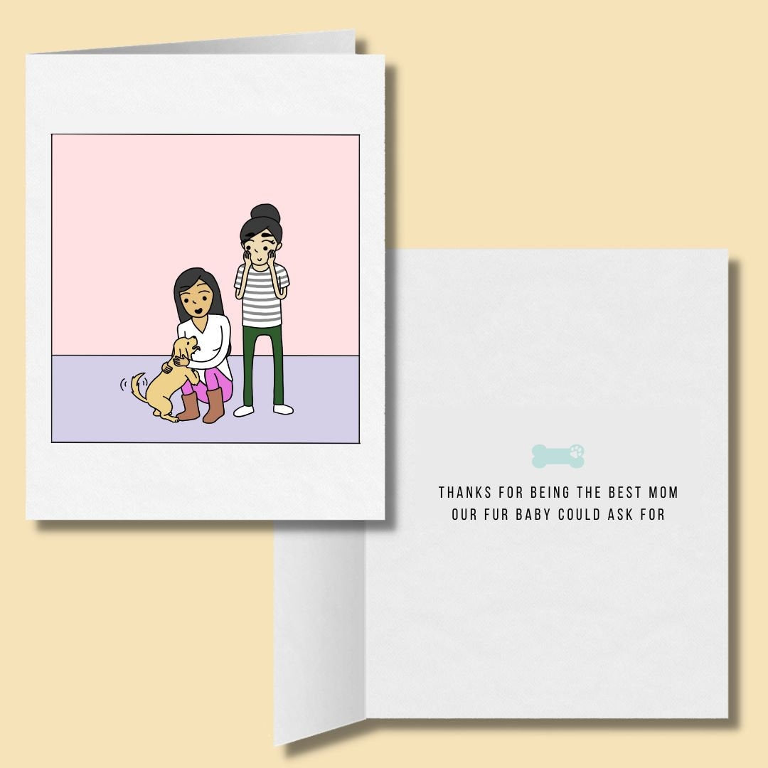 Best Dog Mom Greeting Card | Lesbian Dog Parent Card | Cute LGBTQ Mother's Day Gifts | Sapphic Relationship | WLW Fur Baby | Brown Puppy