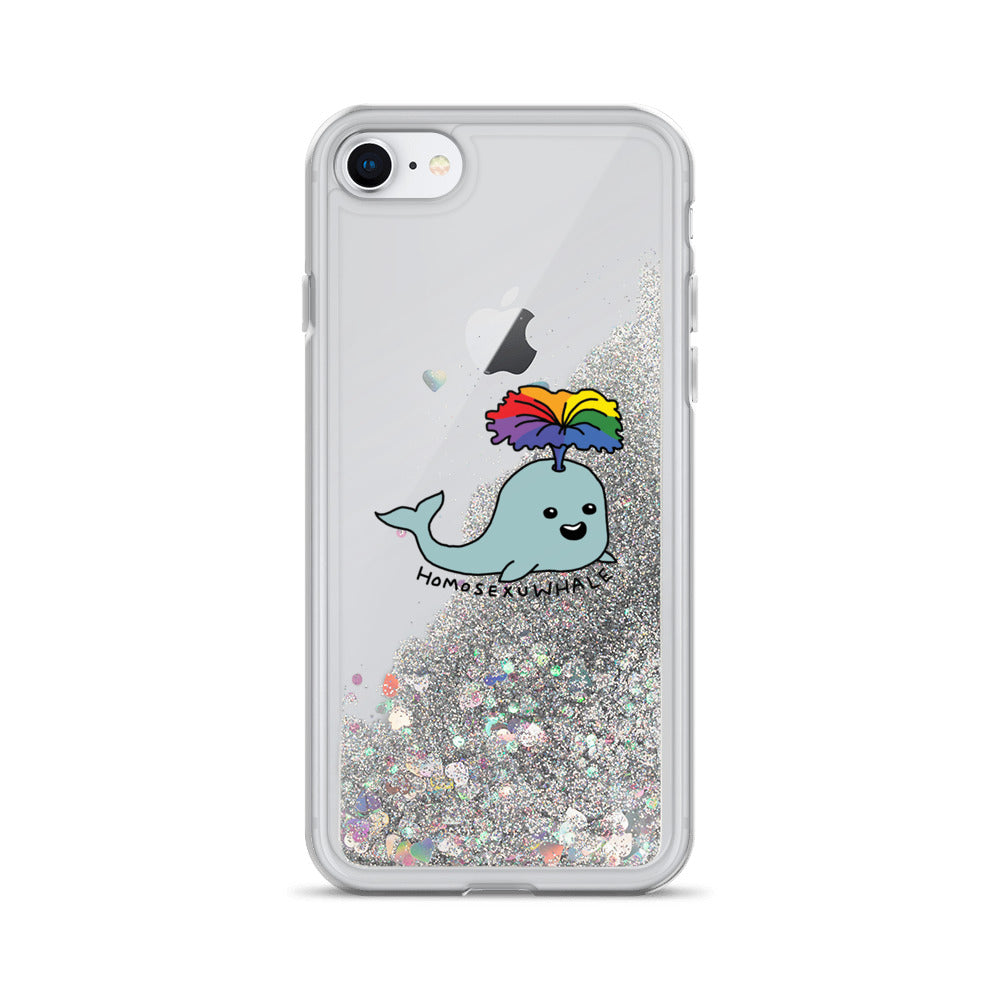 Punny LGBT Homosexu-Whale Liquid Glitter iPhone Case | Gay Pride | LGBTQ