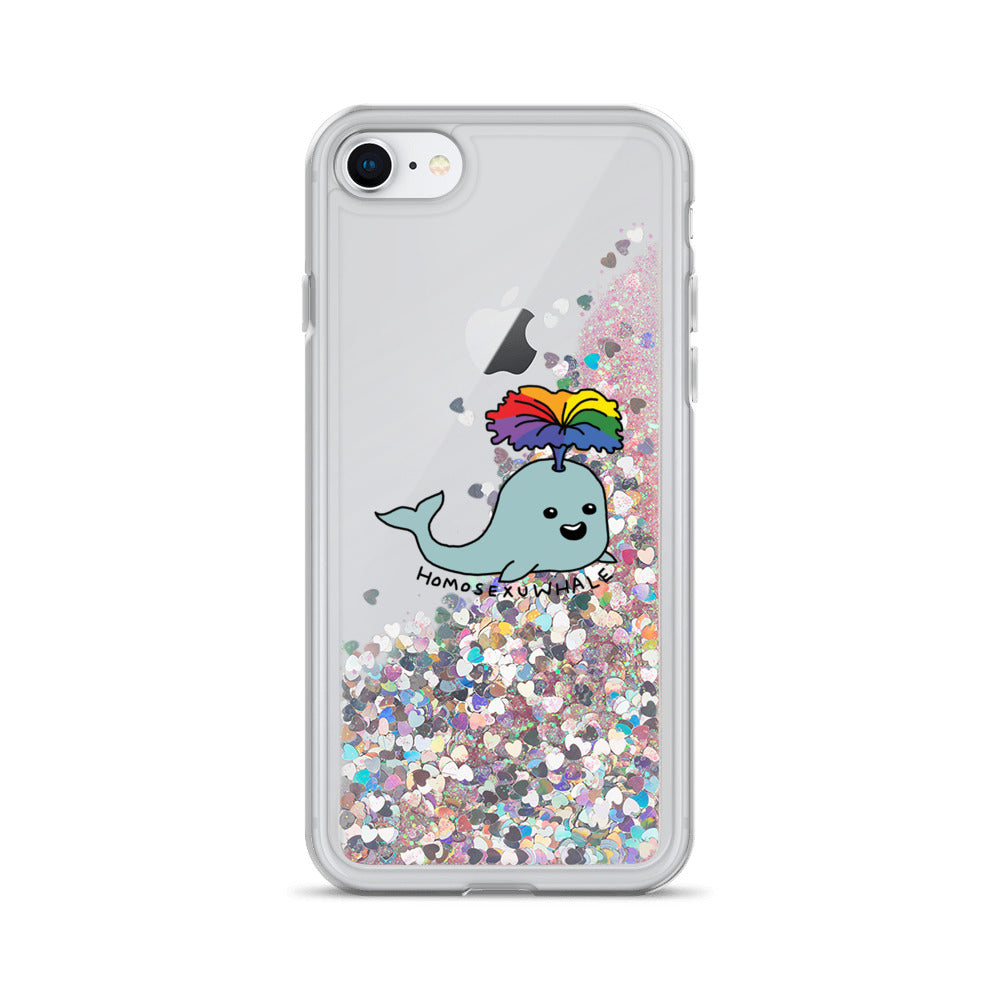 Punny LGBT Homosexu-Whale Liquid Glitter iPhone Case | Gay Pride | LGBTQ