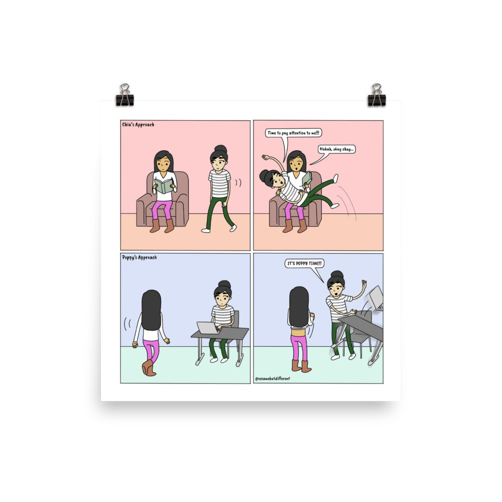 Getting Attention | Cute Lesbian Relationship | Pride Gifts | LGBTQ Comic Print