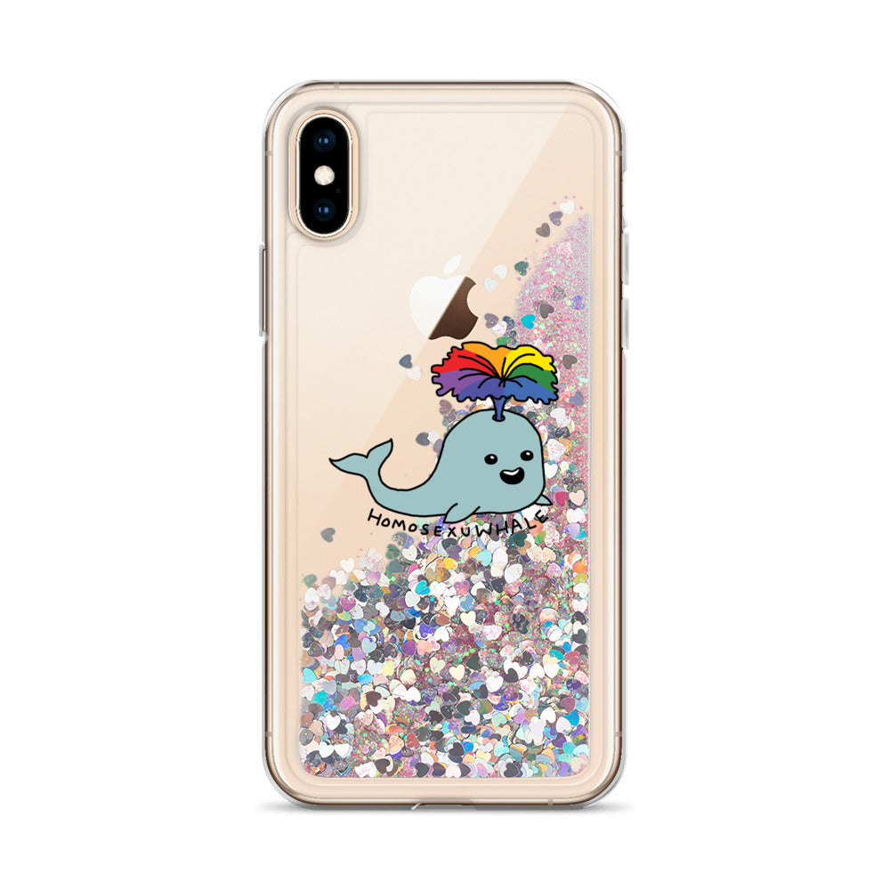 Punny LGBT Homosexu-Whale Liquid Glitter iPhone Case | Gay Pride | LGBTQ