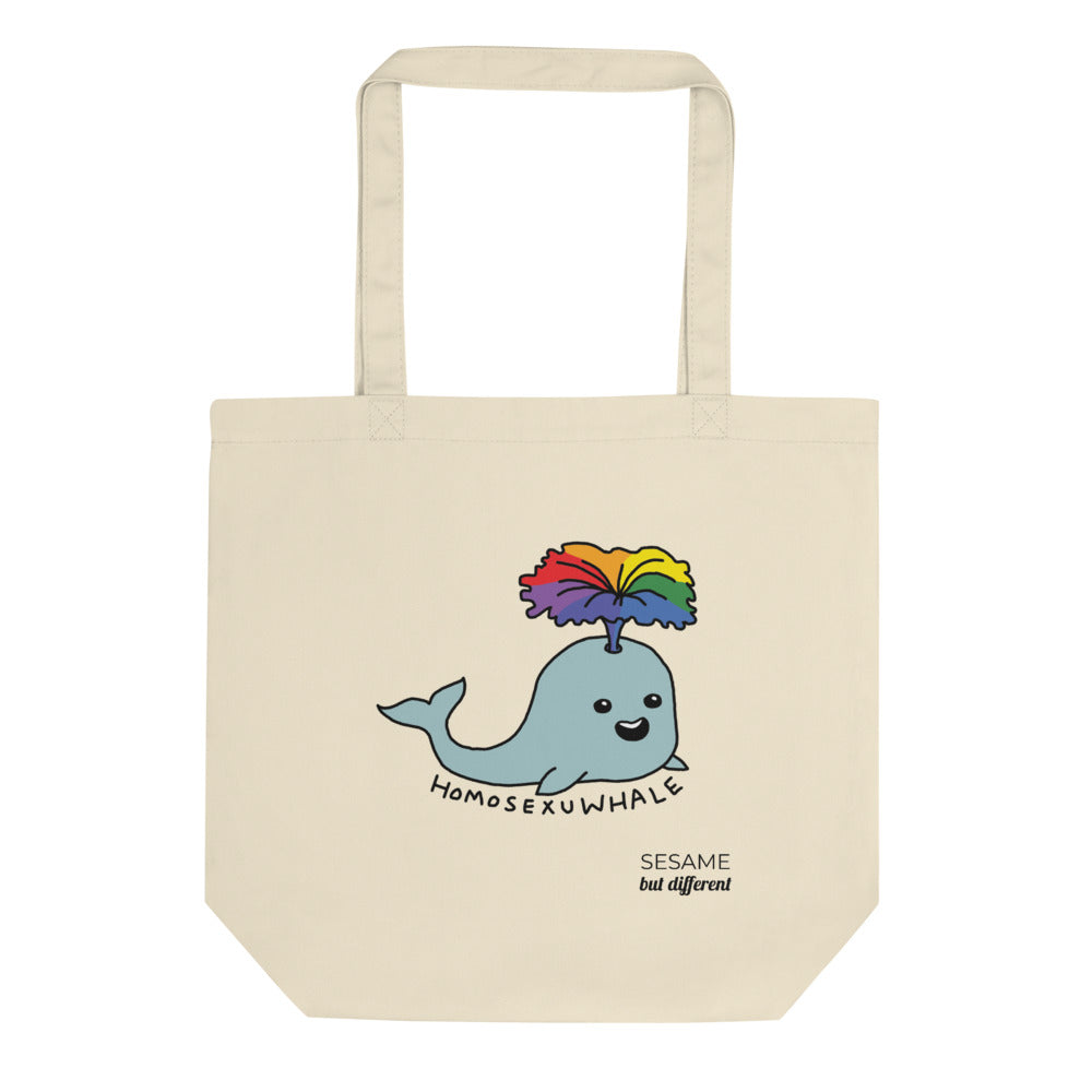 Punny LGBT Homosexu-Whale Eco-friendly Cotton Tote Bag Gay Pride