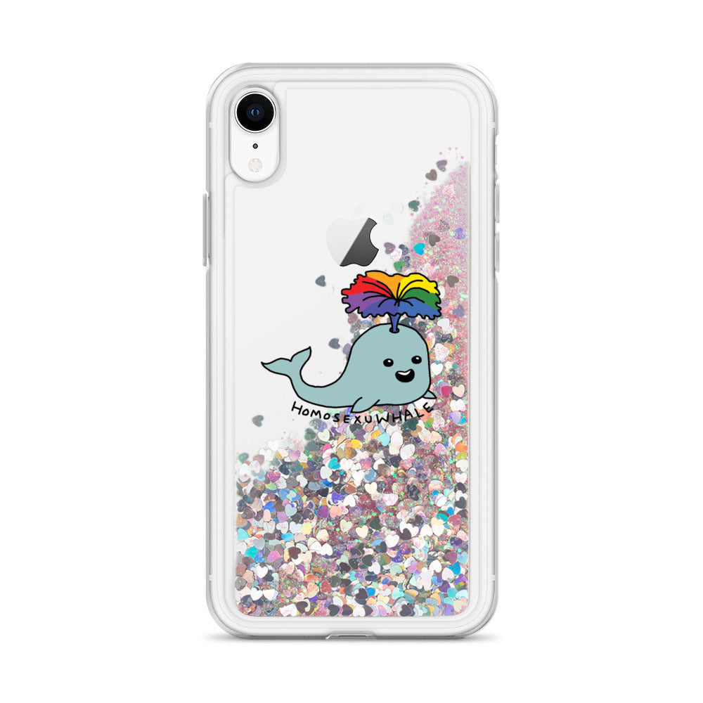 Punny LGBT Homosexu-Whale Liquid Glitter iPhone Case | Gay Pride | LGBTQ