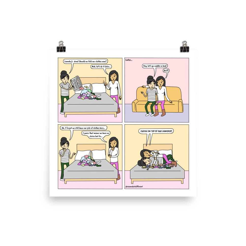 Laundry | Cute Lesbian Relationship | Pride Gifts | LGBTQ Comic Print