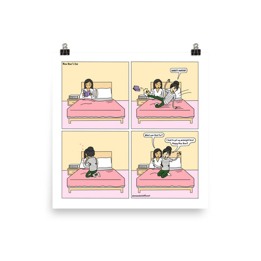 Happy New Year 2021 | Cute Lesbian Relationship | Pride Gifts | LGBTQ Comic Print