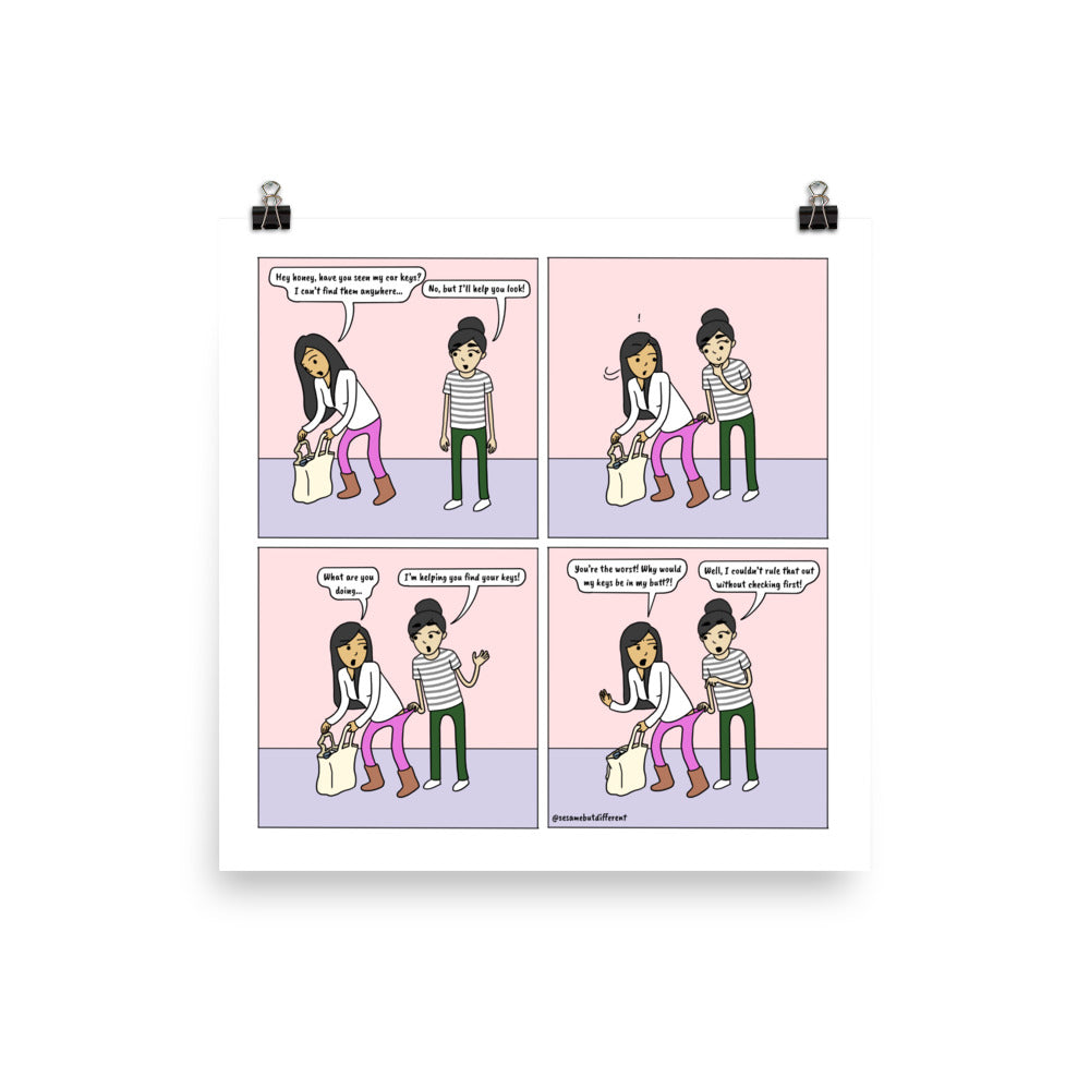 Thorough Search | Cute Lesbian Relationship | Pride Gifts | LGBTQ Comic Print