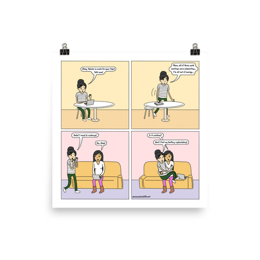 Recharge | Cute Lesbian Relationship | Pride Gifts | LGBTQ Comic Print