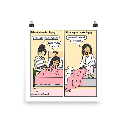 Waking Poppy | Cute Lesbian Relationship | Pride Gifts | LGBTQ Comic Print
