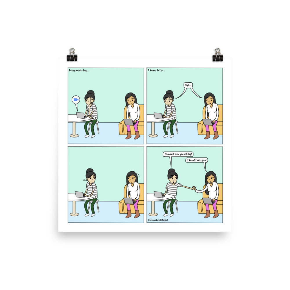 Every Work Day | Cute Lesbian Relationship | Pride Gifts | LGBTQ Comic Print