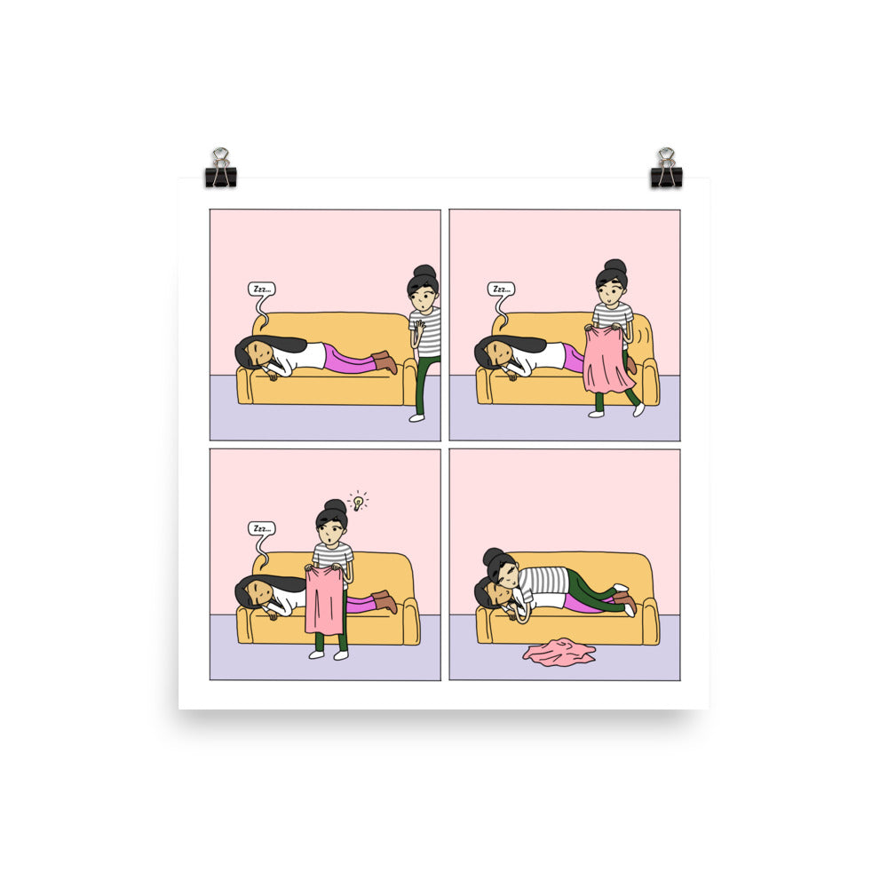 Weighted Blanket | Cute Lesbian Relationship | Pride Gifts | LGBTQ Comic Print