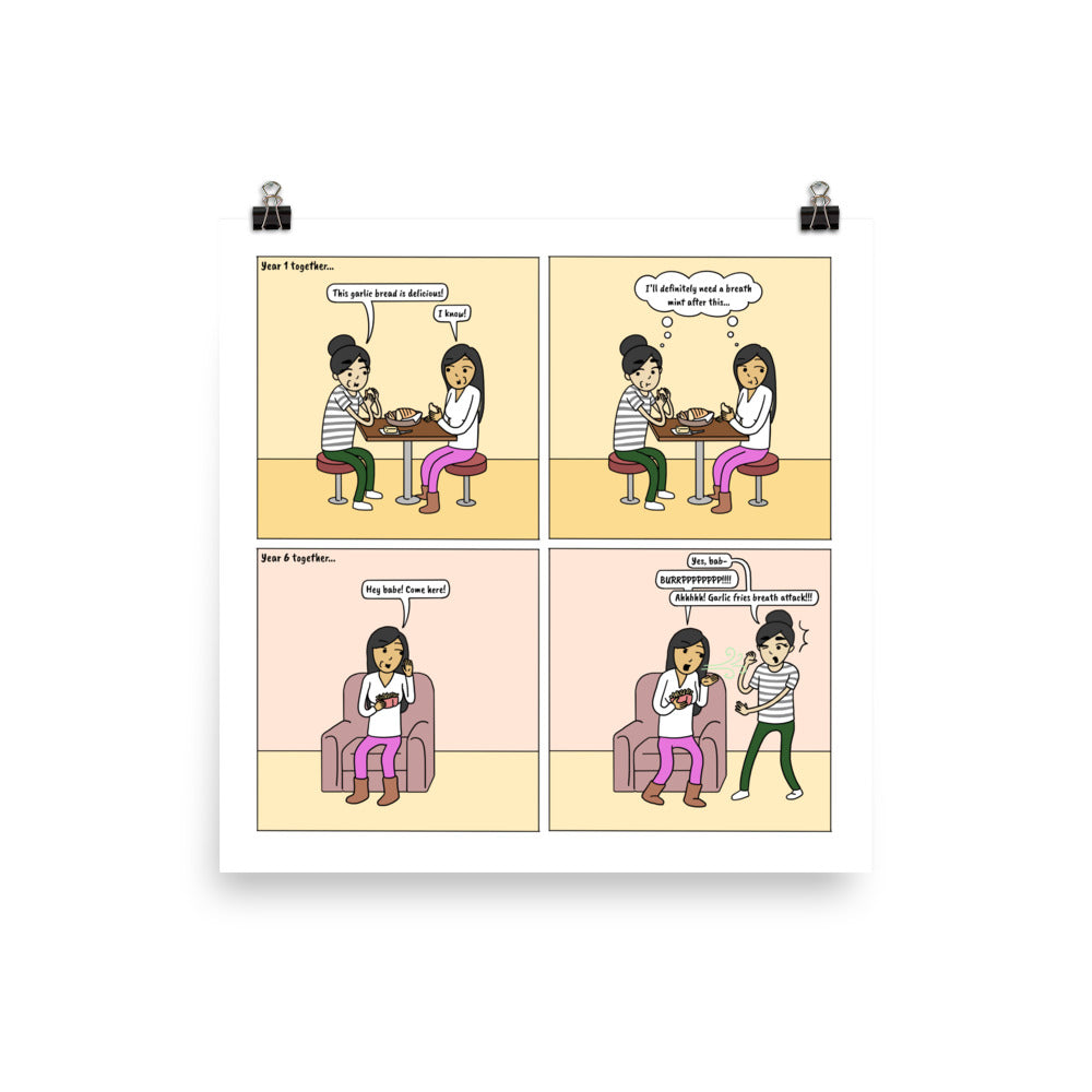 Fresh Breath | Cute Lesbian Relationship | Pride Gifts | LGBTQ Comic Print