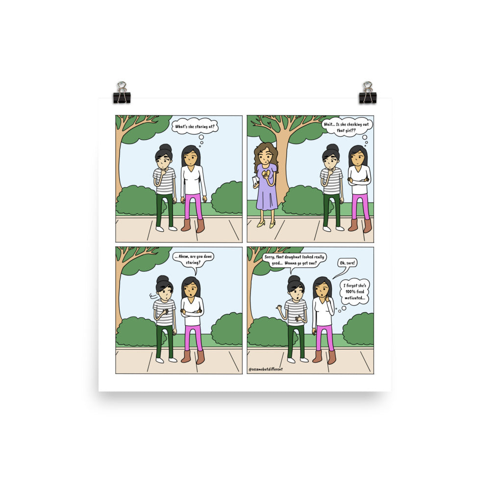 Wandering Eyes | Cute Lesbian Relationship | Pride Gifts | LGBTQ Comic Print