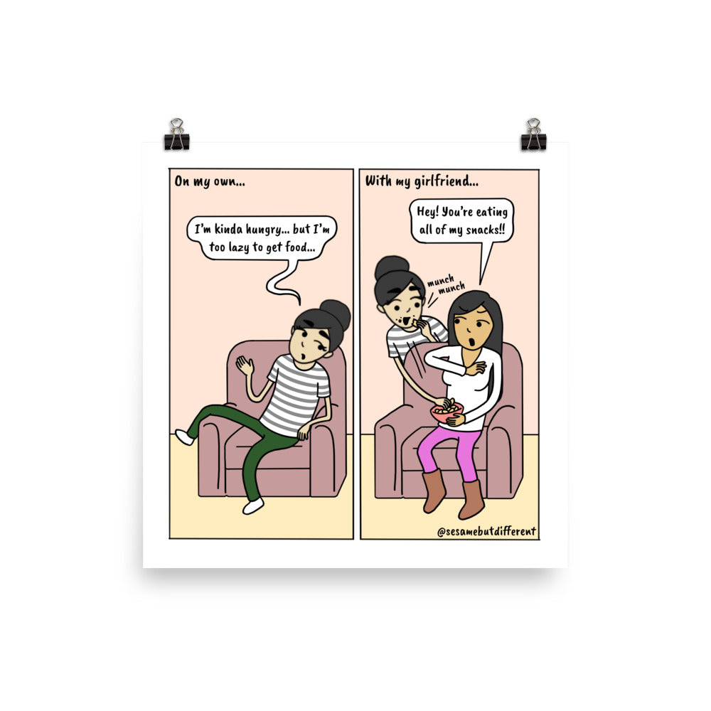 Snack Attack | Cute Lesbian Relationship | Pride Gifts | LGBTQ Comic Print