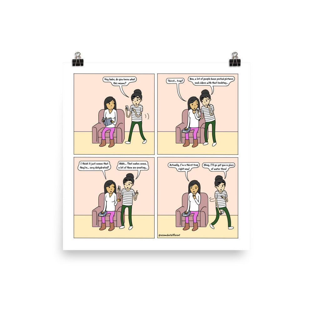Thirst Trap | Cute Lesbian Relationship | Pride Gifts | LGBTQ Comic Print