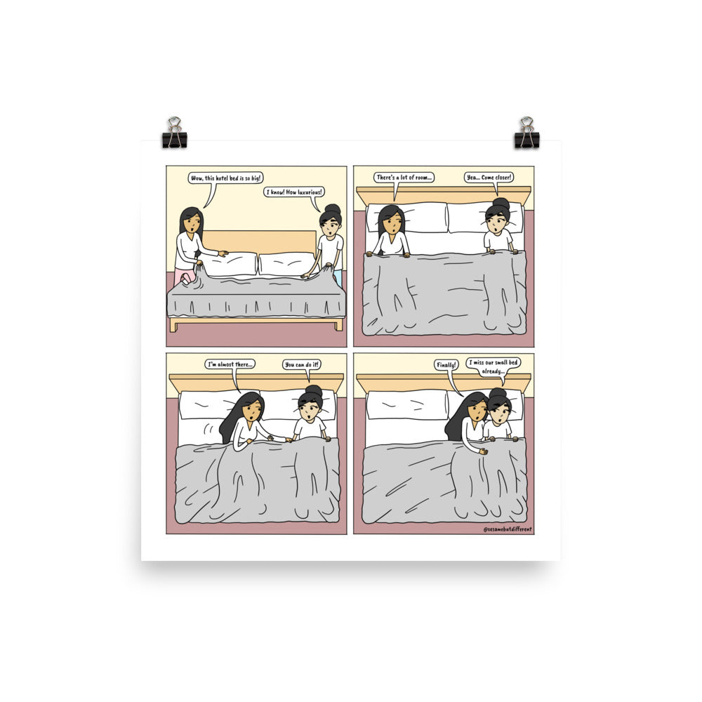 Big Bed | Cute Lesbian Relationship | Pride Gifts | LGBTQ Comic Print