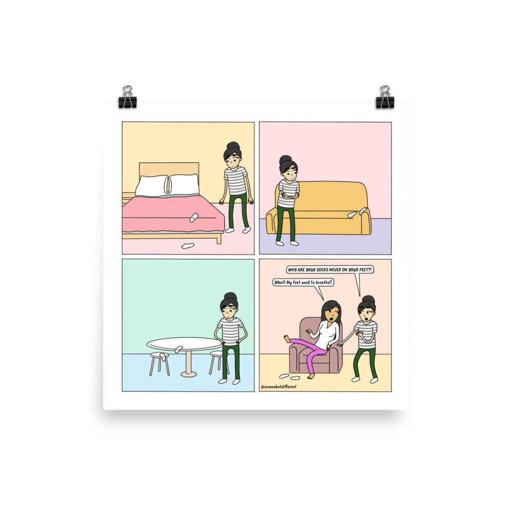 Happy Feet | Cute Lesbian Relationship | Pride Gifts | LGBTQ Comic Print