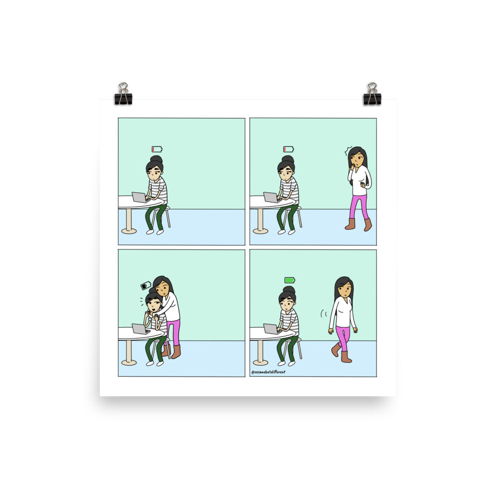 Charging | Cute Lesbian Relationship | Pride Gifts | LGBTQ Comic Print