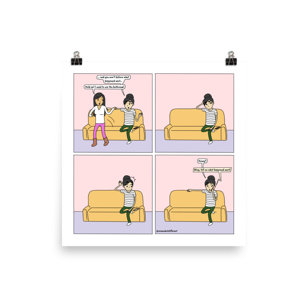 Nature Calls | Cute Lesbian Relationship | Pride Gifts | LGBTQ Comic Print