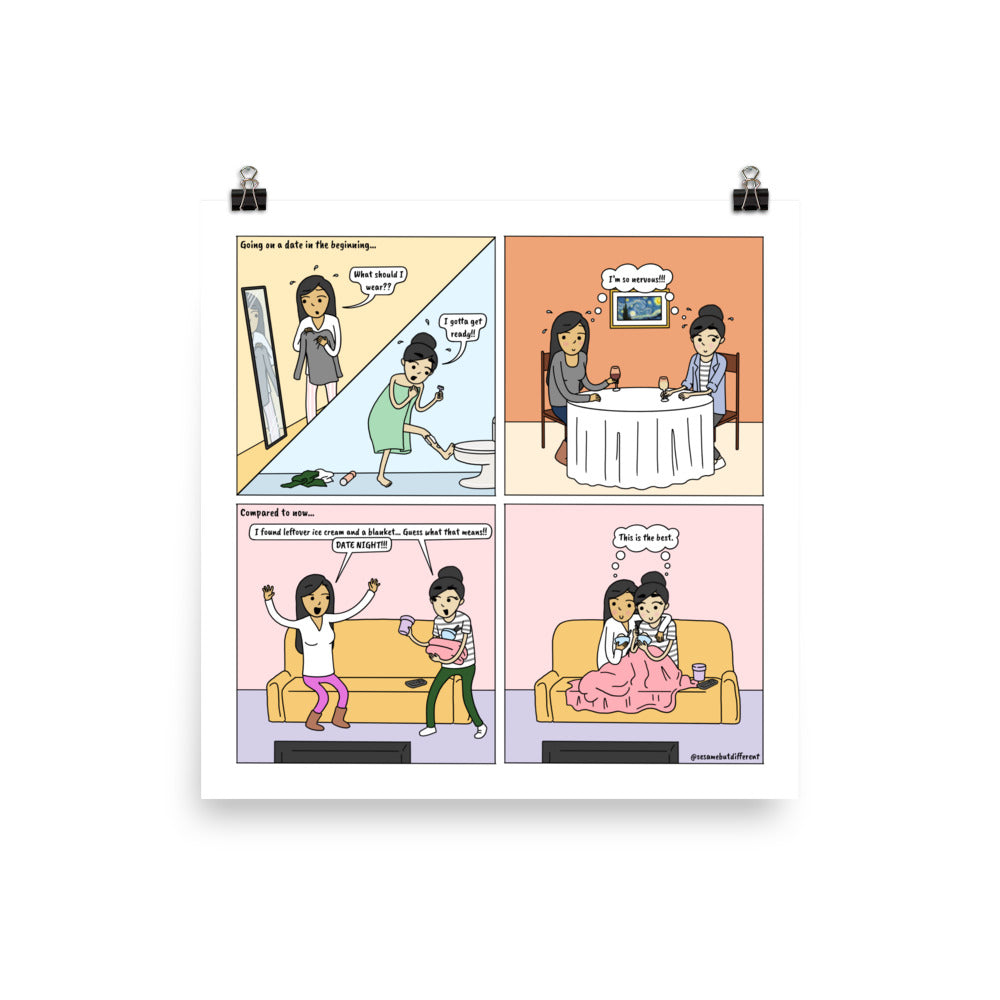 Best Date | Cute Lesbian Relationship | Pride Gifts | LGBTQ Comic Print