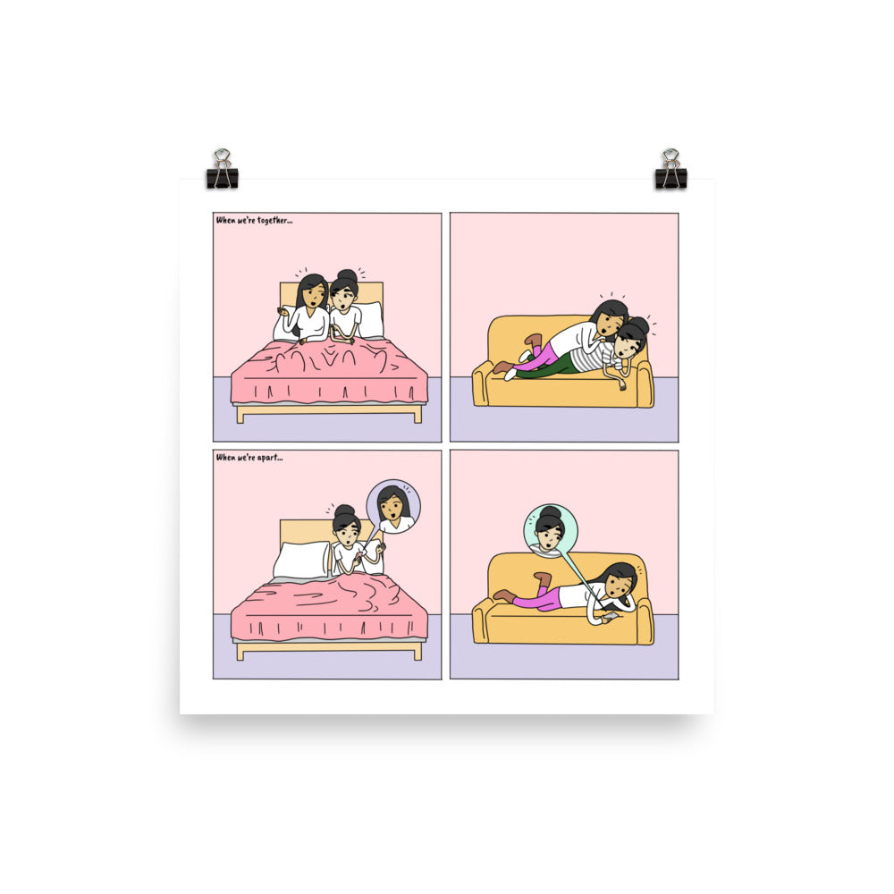 Inseparable | Cute Lesbian Relationship | Pride Gifts | LGBTQ Comic Print